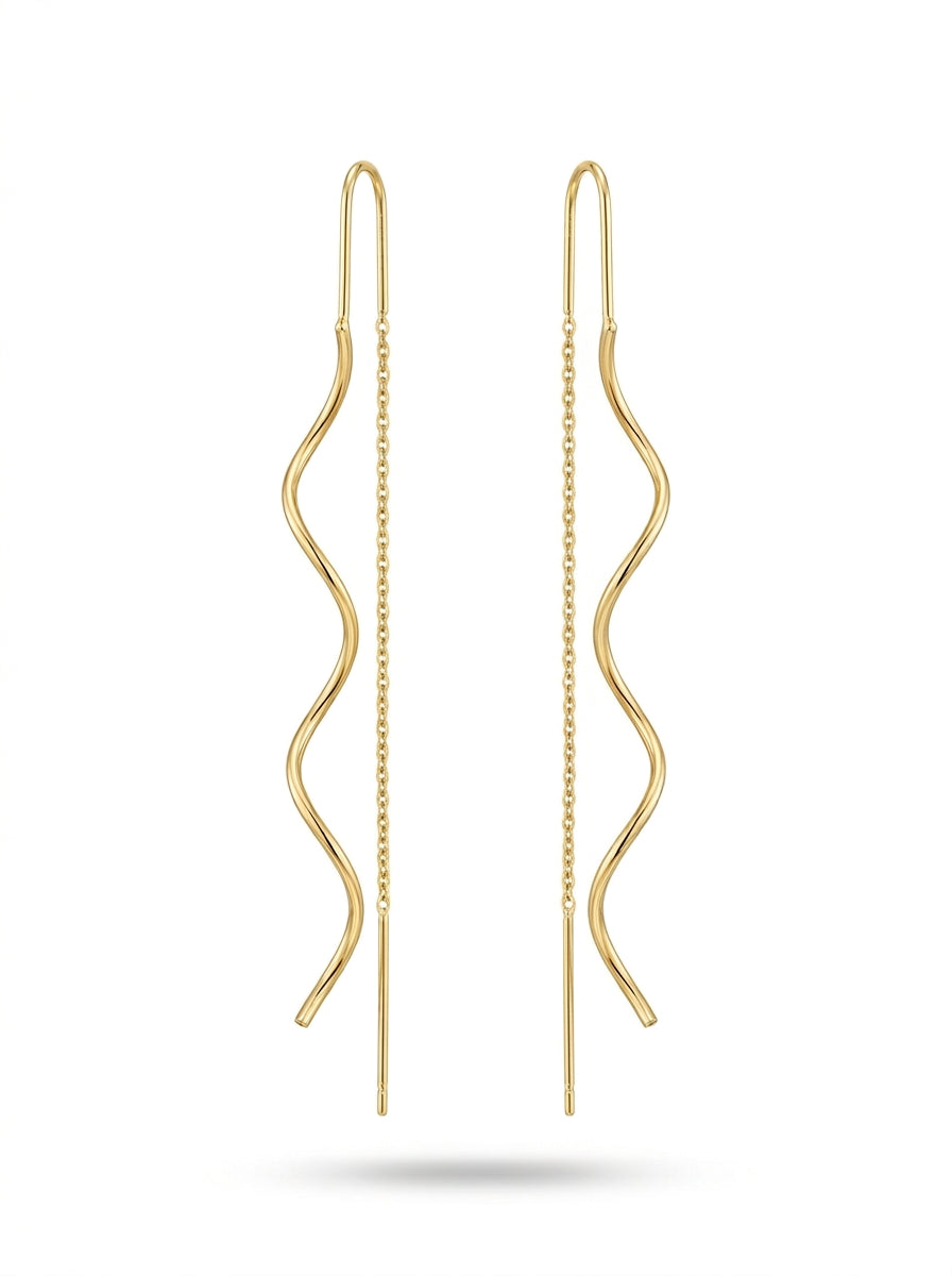 Aretes  alargados de oro 10k Mod LM5381- 6 cm