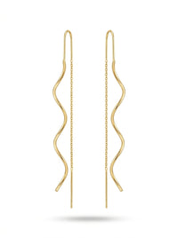 Aretes  alargados de oro 10k Mod LM5381- 6 cm