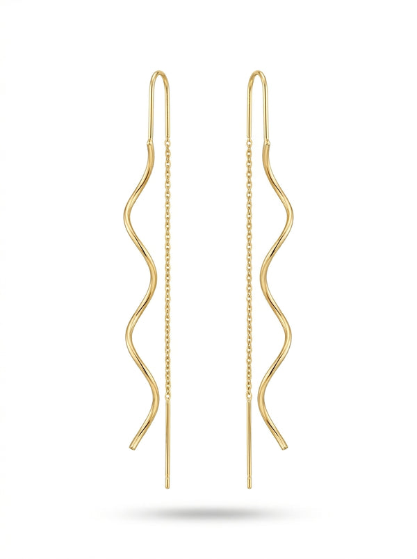 Aretes  alargados de oro 10k Mod LM5381- 6 cm