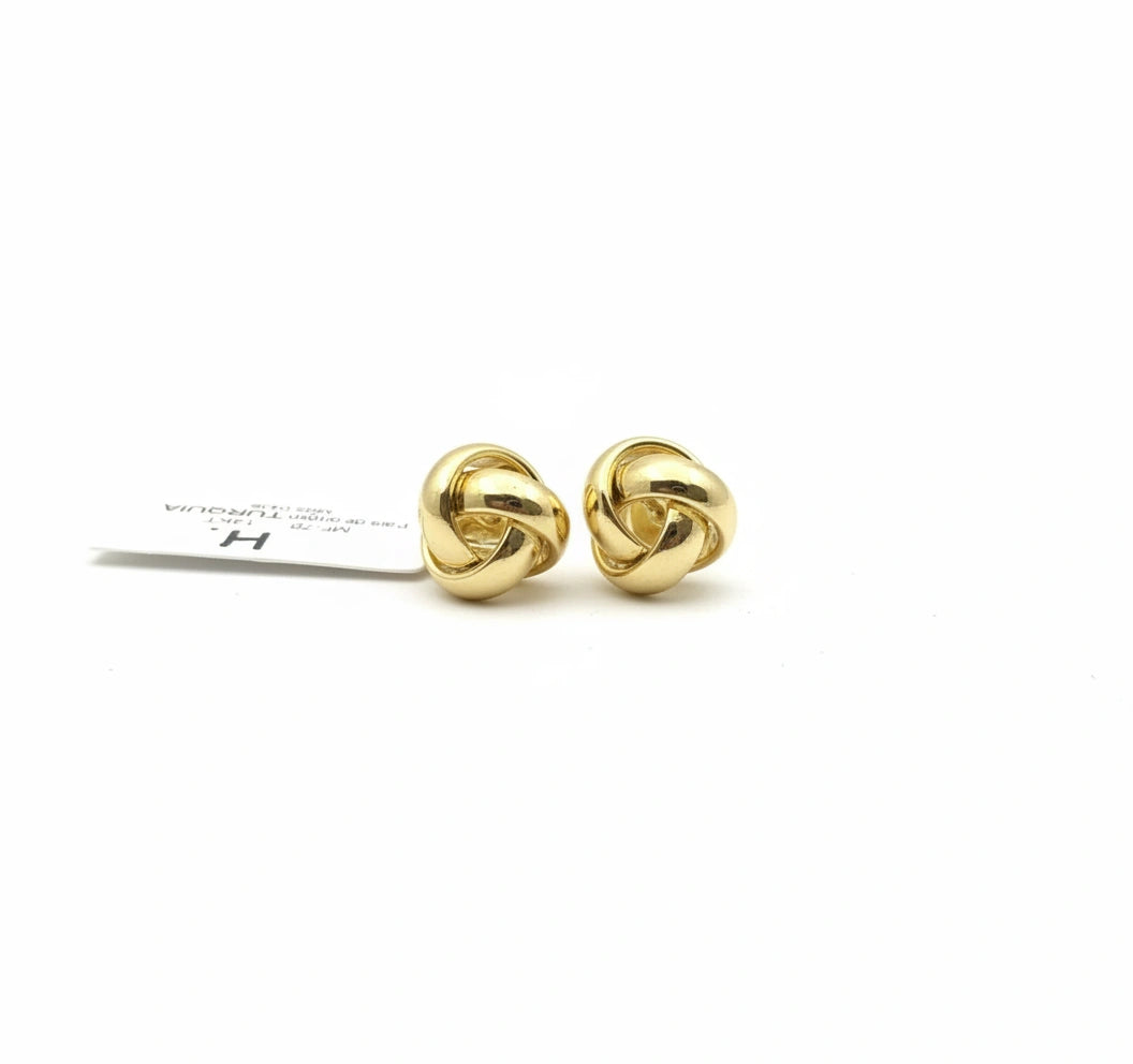 Aretes Nudo Liso en Oro 14k