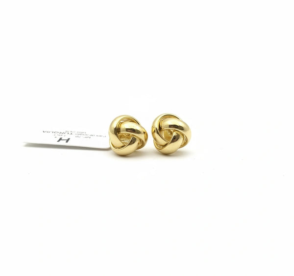 Aretes Nudo Liso en Oro 14k
