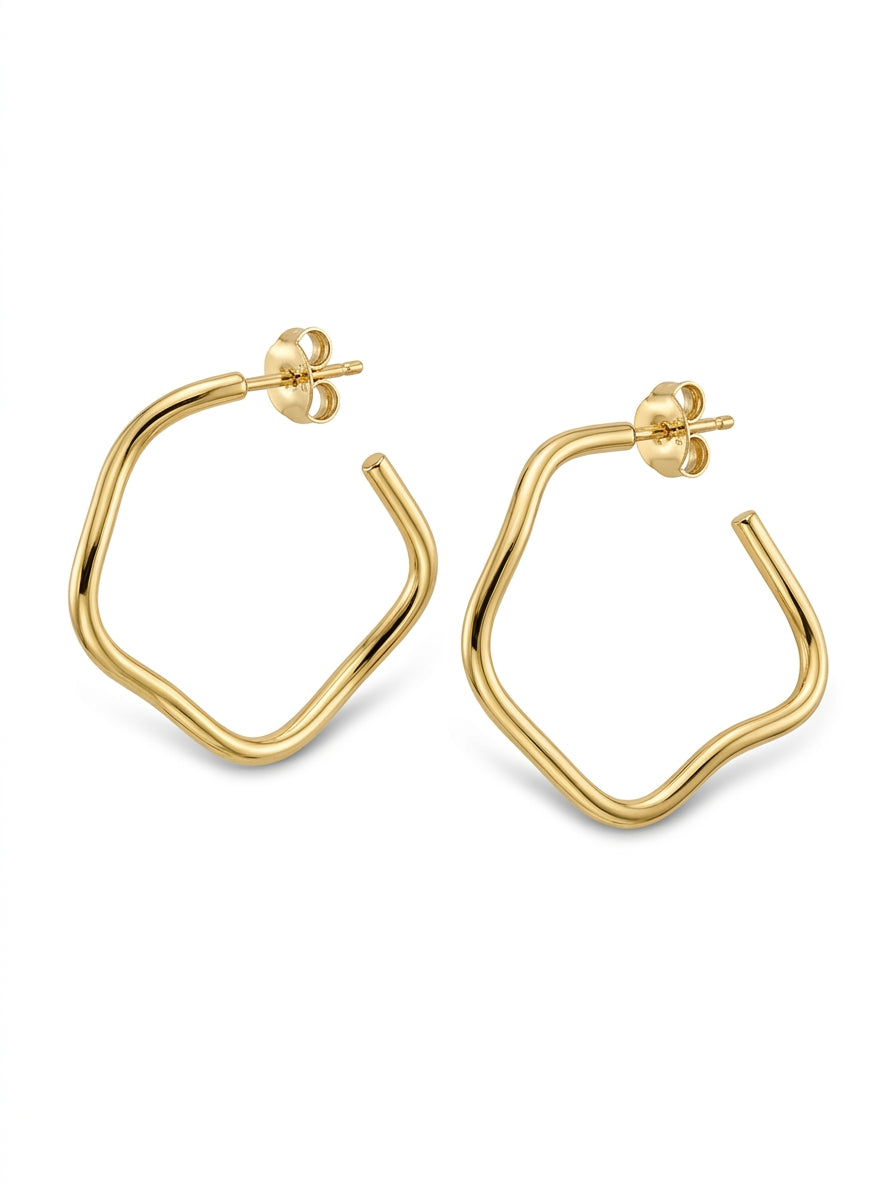 Arracadas de oro 14k diseño onduladas Mod LM5113 - 4 cm