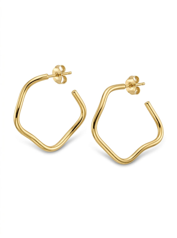 Arracadas de oro 14k diseño onduladas Mod LM5113 - 4 cm