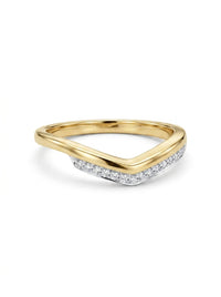 Anillo de oro 14k diseño Chevron con diamantes naturales Mod 5469