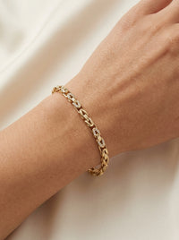 Pulsera de oro 14k tejido bizantino con circonias 5926 - 18 cm