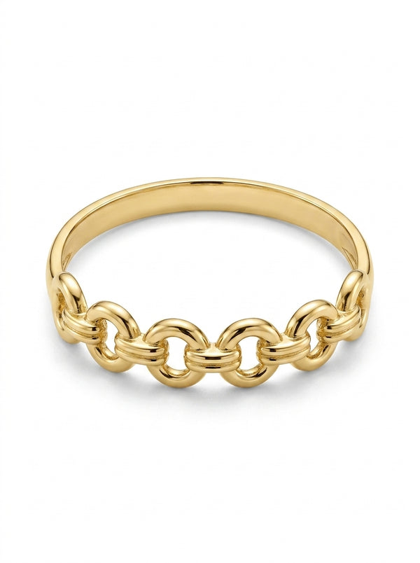 Anillo de oro 14k diseño de eslabón redondo entrelazado Mod LM5355