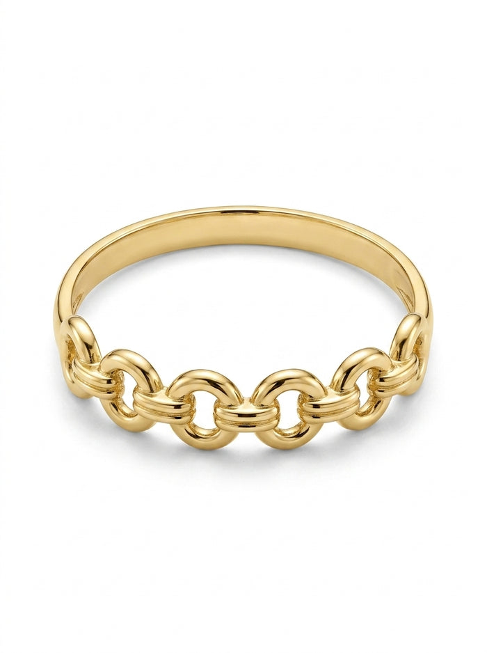 Anillo de oro 14k diseño de eslabón redondo entrelazado Mod LM5355