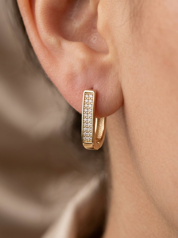 Huggies de oro 14k tipo diseñador Mod LM5394 - 1.4 cm