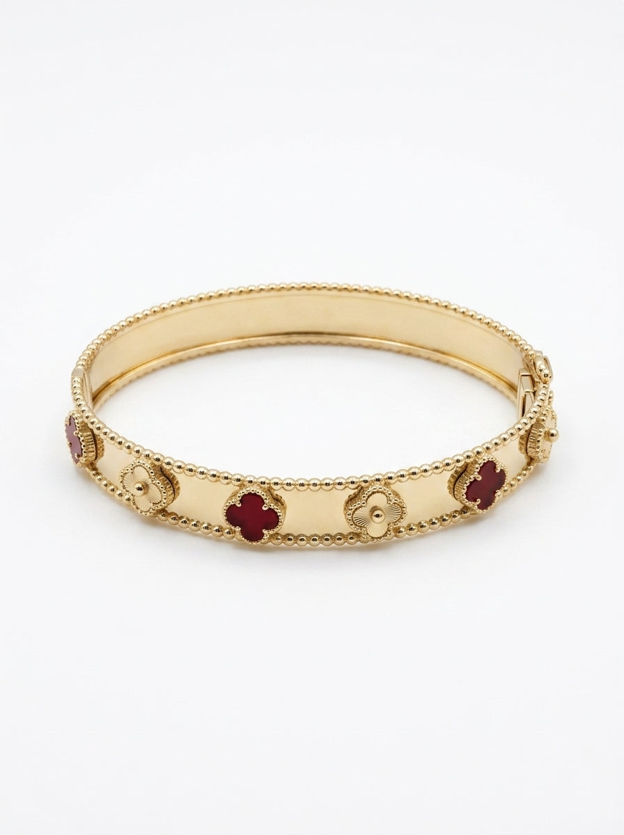 Brazalete de oro 14k diseño de tréboles mod 5757 - 18 cm