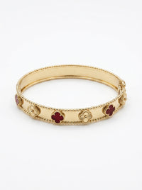 Brazalete de oro 14k diseño de tréboles mod 5757 - 18 cm