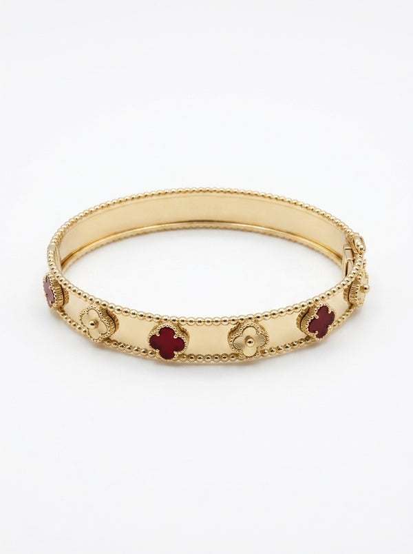 Brazalete de oro 14k diseño de tréboles mod 5757 - 18 cm