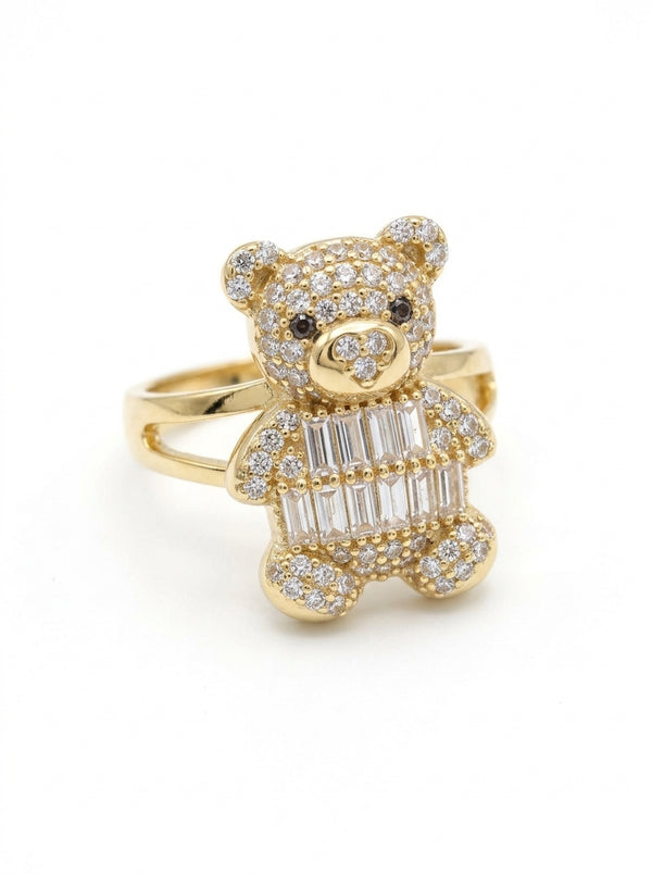 Anillo de oro 14k diseño de oso blanco Mod 5873 1.5 cm