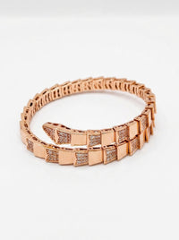 Brazalete de oro rosa 14k sólido diseño de serpiente tipo diseñador Mod 5545 - 18 cm