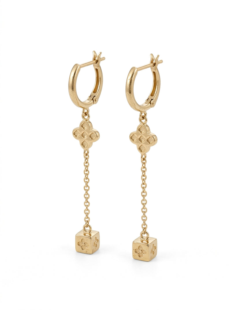 Aretes largos de oro 14k tipo diseñador Mod 5780 - 5 cm