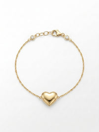 Pulsera de oro 14k diseño de corazón con eslabón Mod 5566 18 cm