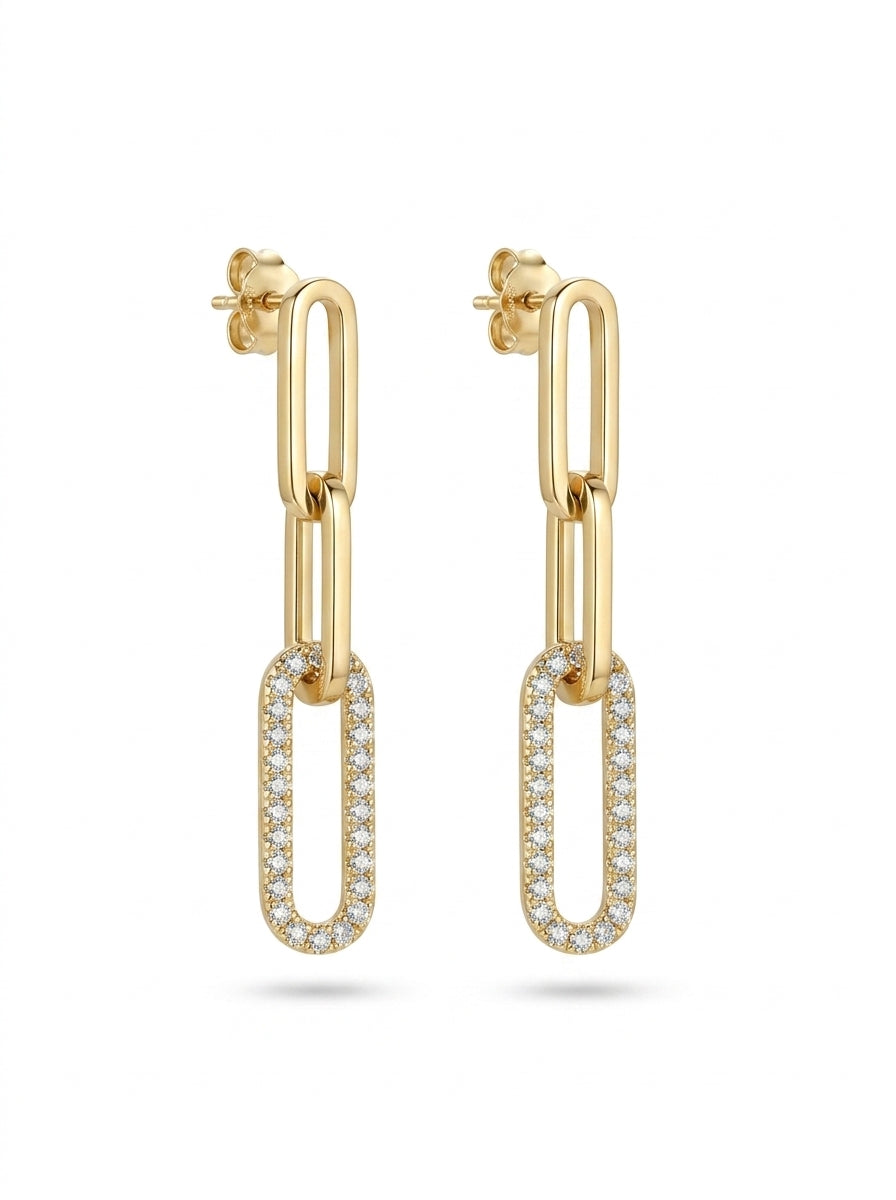 Aretes de oro 14k diseño de clip Mod LM502 - 4 cm