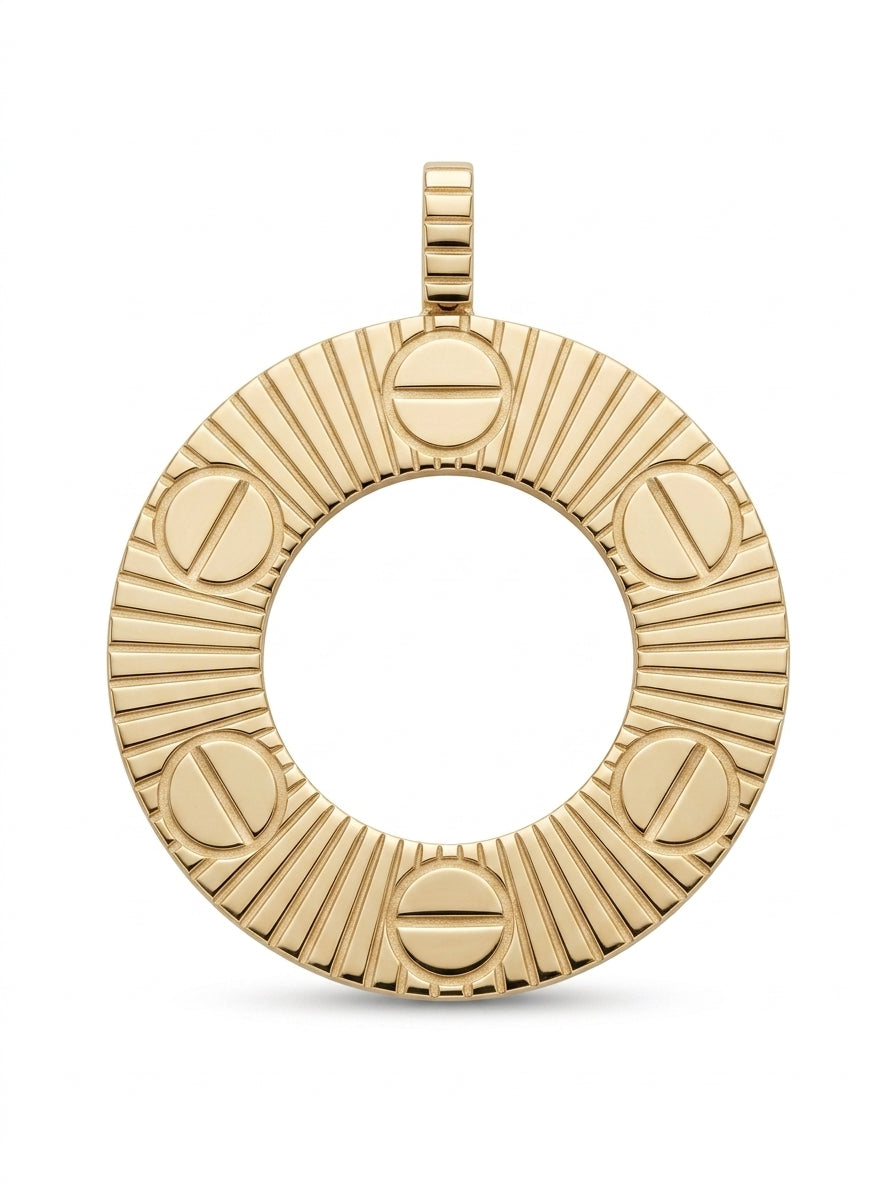 Dije de oro amarillo 14k inspirado en diseñador Mod 5802 - 2.5 cm