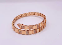 Brazalete de oro rosa 14k sólido diseño de serpiente tipo diseñador Mod 5545 - 18 cm