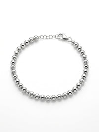 Pulseras de oro blanco 14k diseños de bolitas huecas mod 5748 - 18 cm