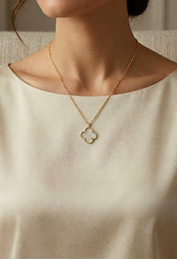 Gargantilla con dije trébol nacar en oro 14k LM6070 - 45 cm
