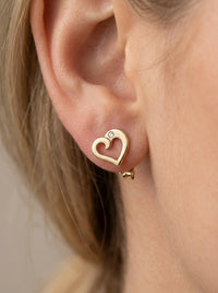 Aretes de oro 14K diseño corazón con circonias  Mod LM5427