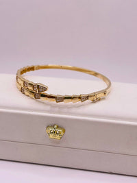 Brazalete de oro 14k diseño de serpiente tipo diseñador de broche Mod 5541 - 18 cm