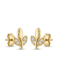 Aretes de oro 14K diseño de flor con circonias  Mod LM5424