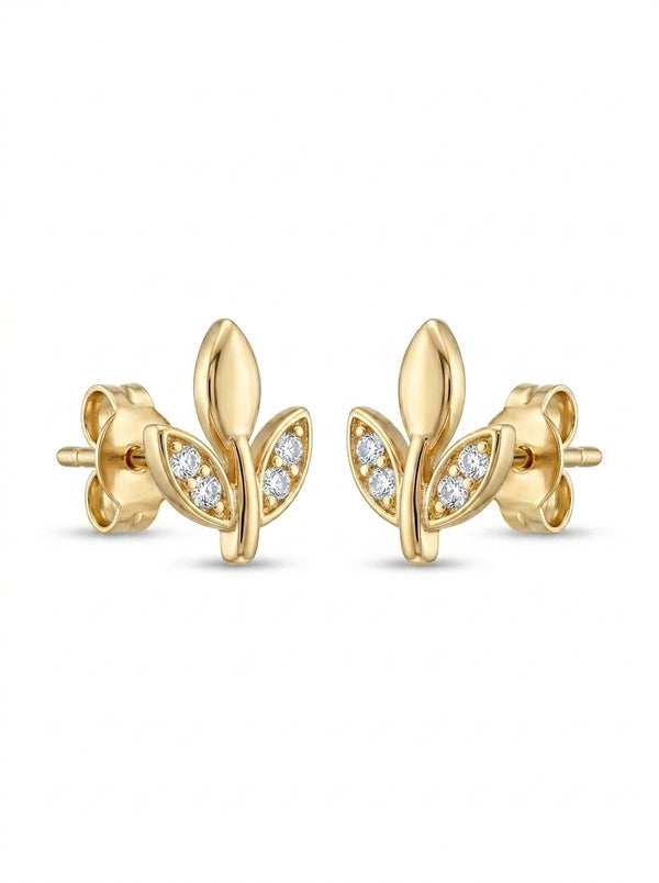 Aretes de oro 14K diseño de flor con circonias  Mod LM5424