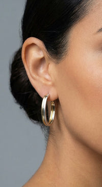 Arracadas bicolor de oro 14k 2.5 cm