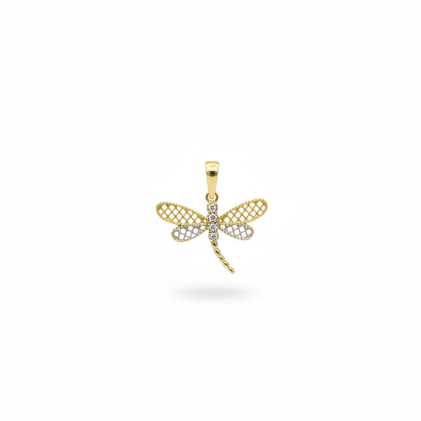 Dije de libélula de oro 14k 2 cm