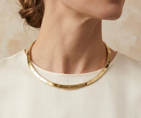 Gargantilla rígida de oro 14k tipo diseñador hueca Mod LM5195 - 40 cm
