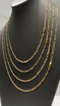 Cadena de oro 14k tejido 3x1 diamantada hueca mod 5828 - 3 mm