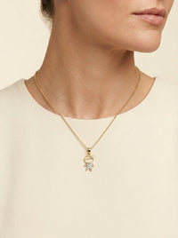Dije de oro 14k ‎ diseño de niño bicolor LM5235- 1.5 cm