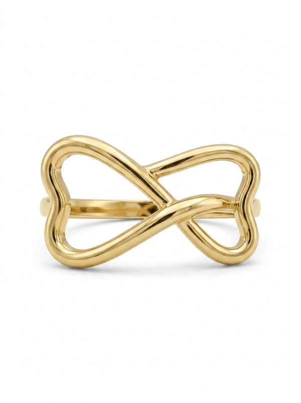 Anillo de oro 14k diseño de corazón doble Mod LM5274