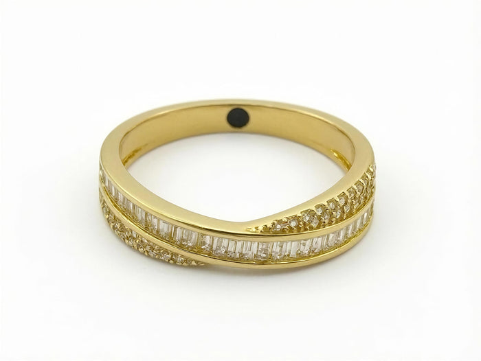 Anillo de oro 14k con circonias baguettes Mod LM5108