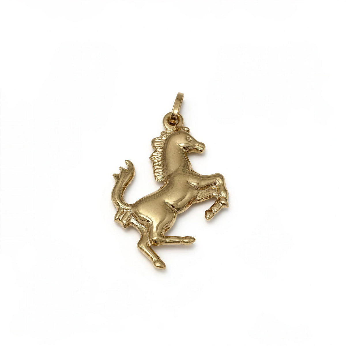 Dije de oro 10k de caballero mediano hueco- 3 cm c/reasa