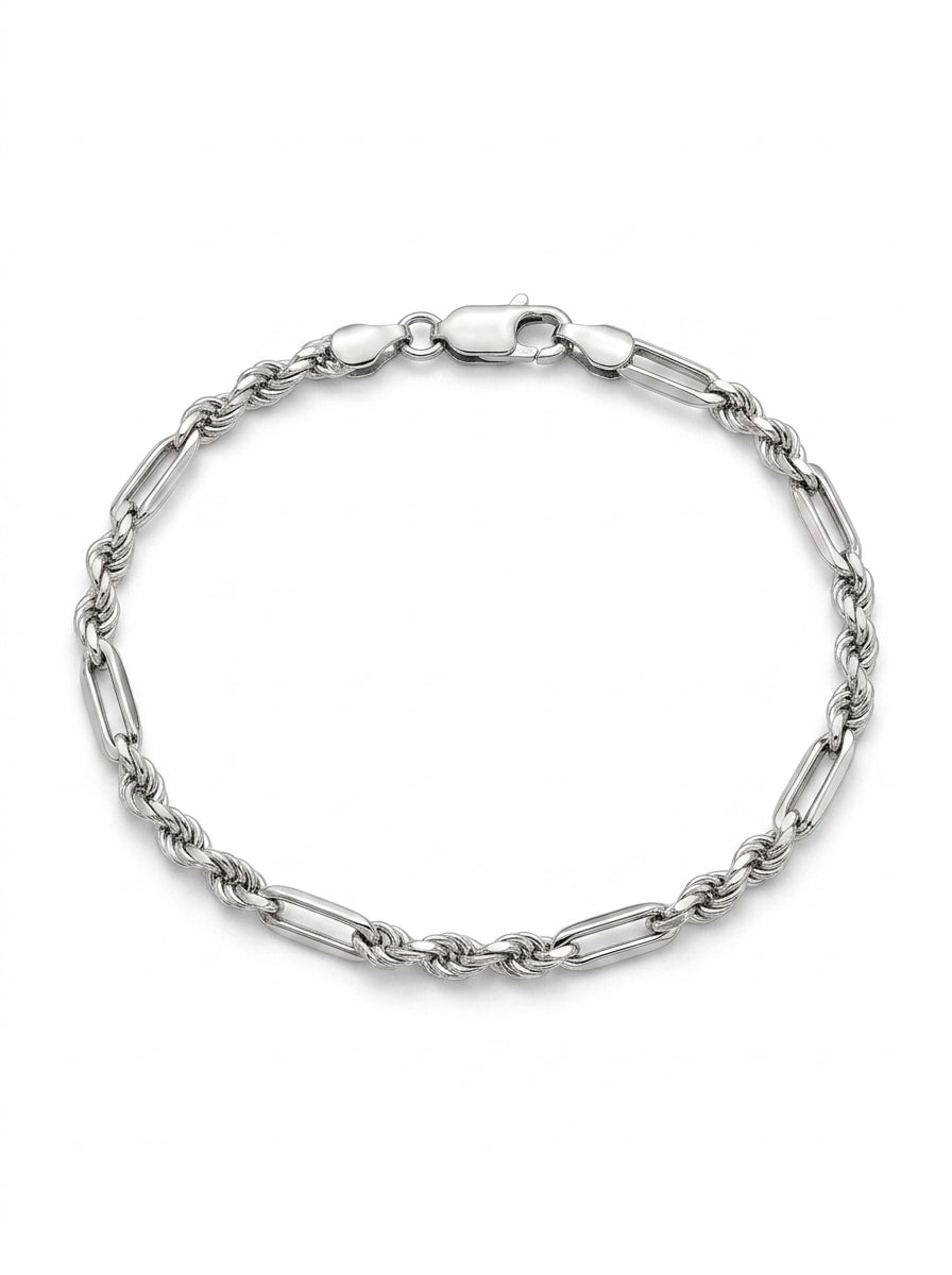Pulsera de oro blanco 14k tejido fígaro Mod 5453 - 18 cm