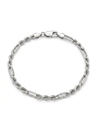 Pulsera de oro blanco 14k tejido fígaro Mod 5453 - 18 cm