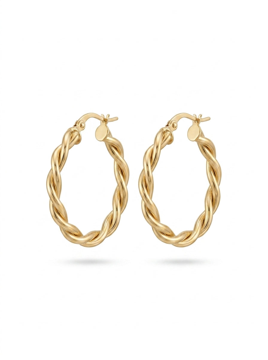 Arracadas de oro 14k diseño torsal Mod LM5198 - 2.3 cm
