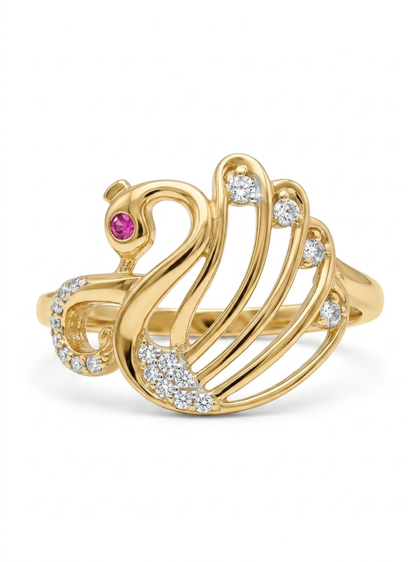 Anillo de oro 10k diseño de cisne Mod 5524