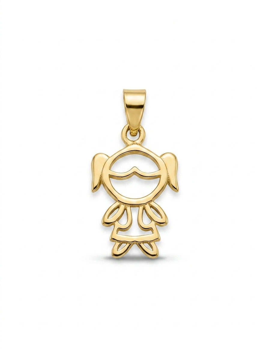 Dije de oro 14k ‎ diseño de niña LM5233- 1.4 cm