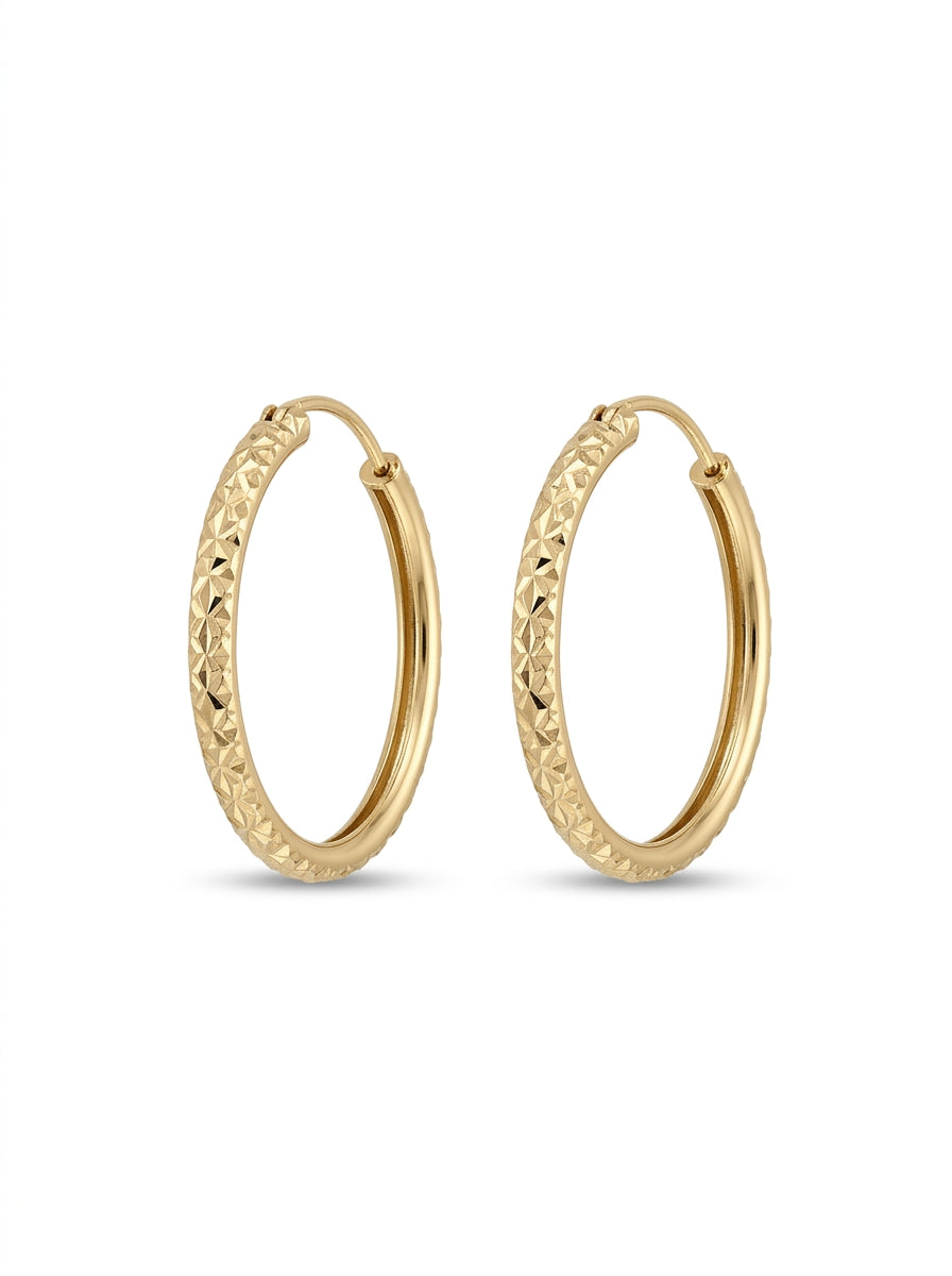 Arracadas de oro 14k diseño diamantado LM 5369 - 1.5 cm