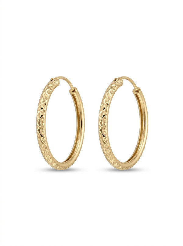 Arracadas de oro 14k diseño diamantado LM 5369 - 1.5 cm