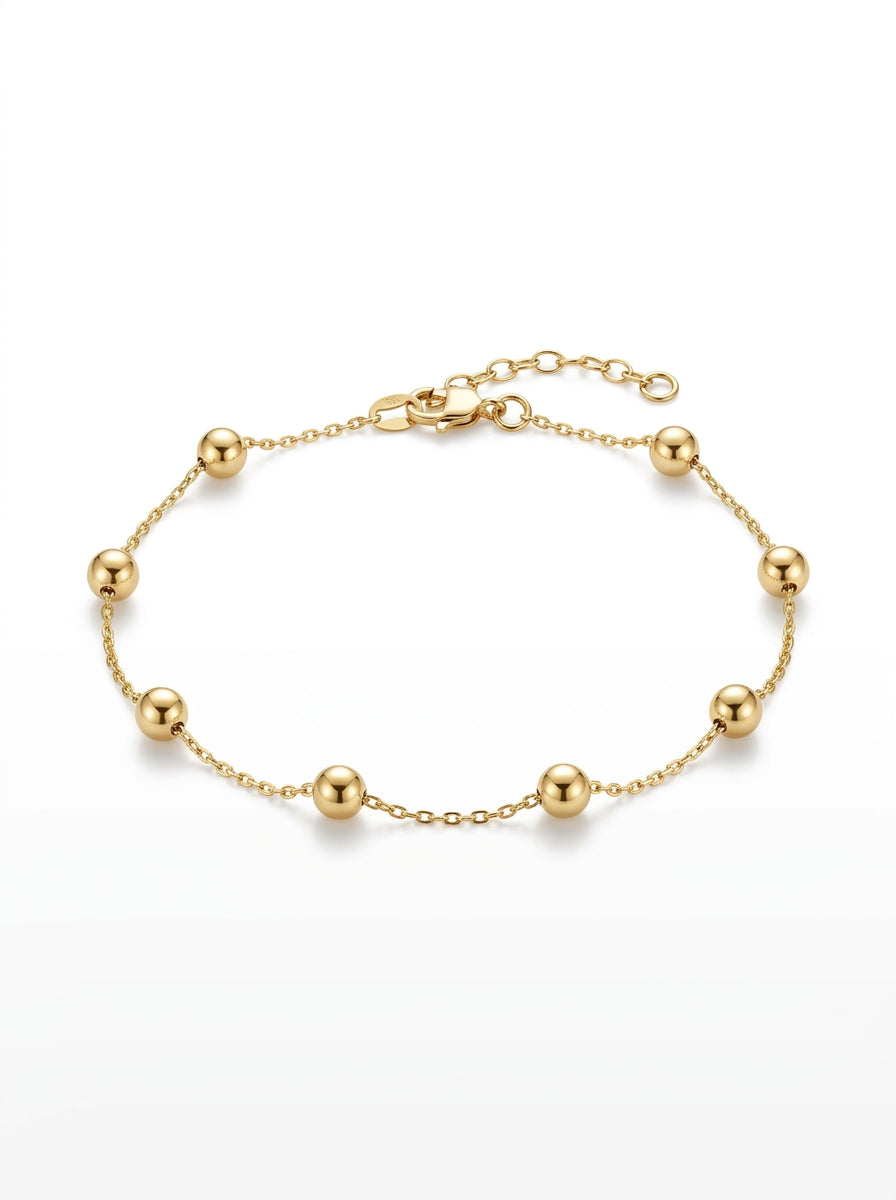 Pulsera de oro 10k diseño de bolitas Mod 5376 - 18 cm