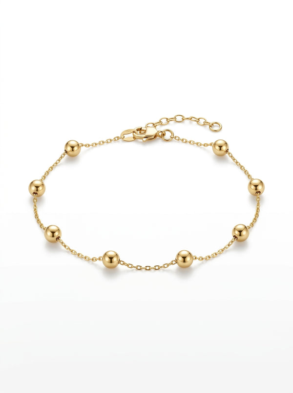 Pulsera de oro 10k diseño de bolitas Mod 5376 - 18 cm