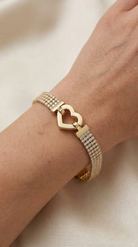 Pulsera Tejida con Corazón en Oro 14K Mod. LM 5055 - 18 cm