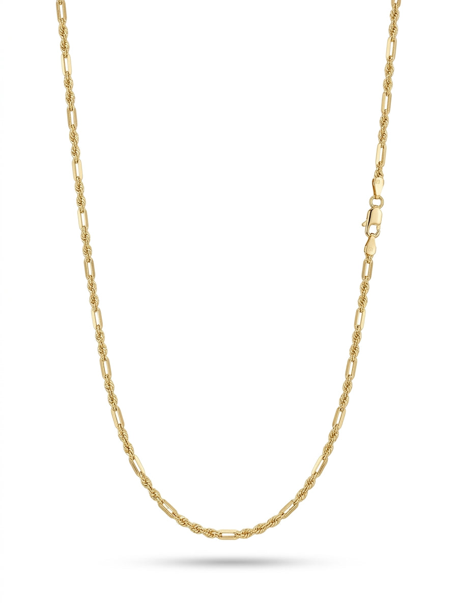 Cadena de oro 14k tejido torsal fígaro hueca mod 5826- 2.5 mm