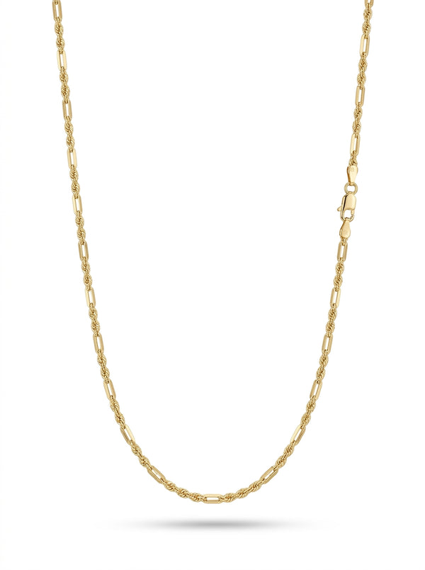 Cadena de oro 14k tejido torsal fígaro hueca mod 5826- 2.5 mm