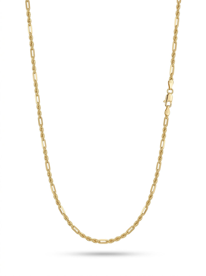 Cadena de oro 14k tejido torsal fígaro hueca mod 5826- 2 mm