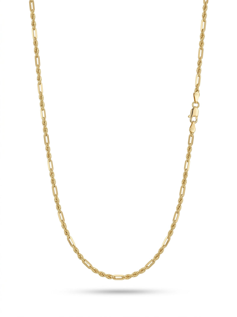 Cadena de oro 14k tejido torsal fígaro hueca mod 5826- 2.5 mm